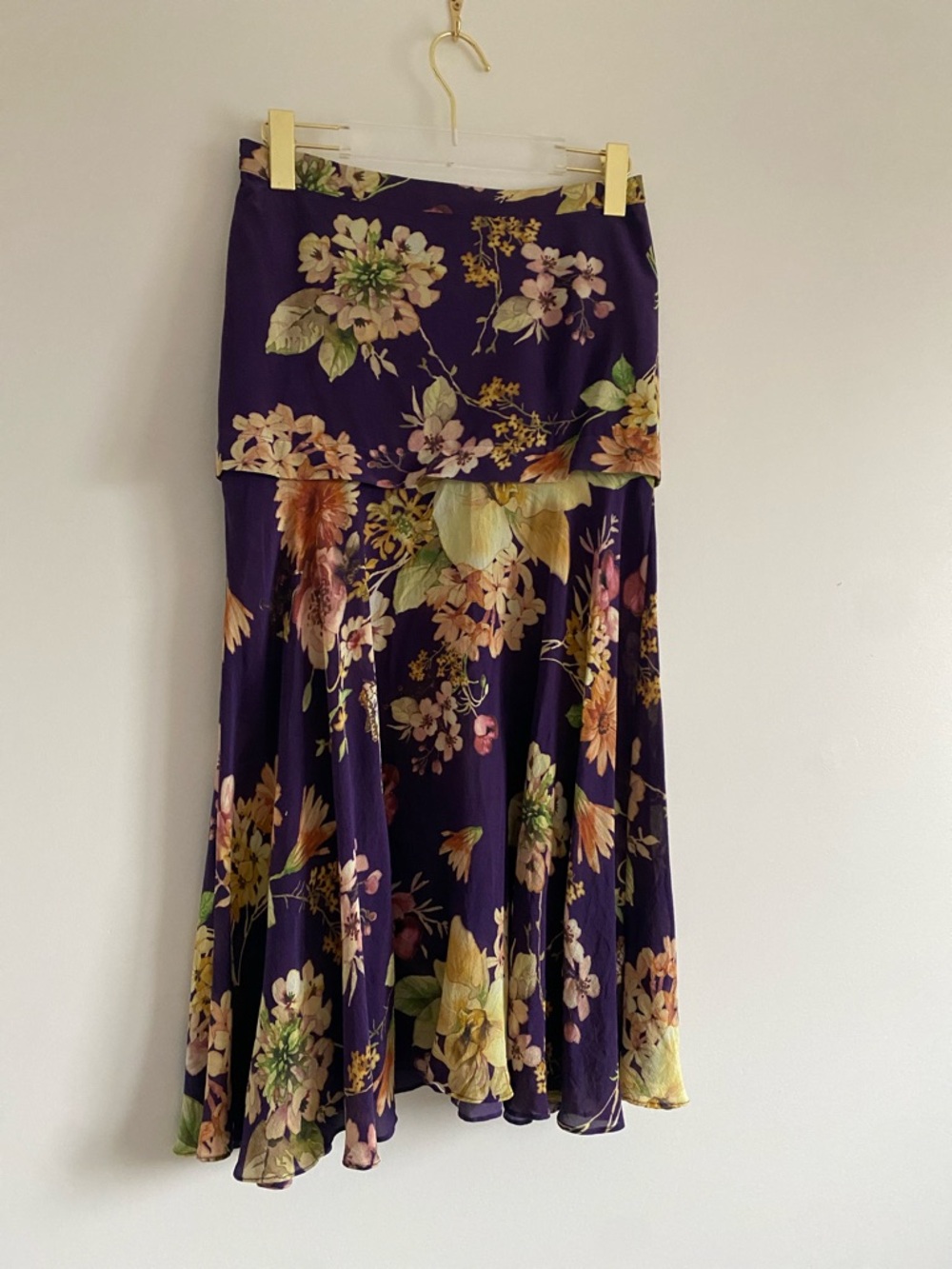 SOLD Magrella | Floral Midi Skirt | Plum Botanical Print | Size 38 - Picture 3 of 7